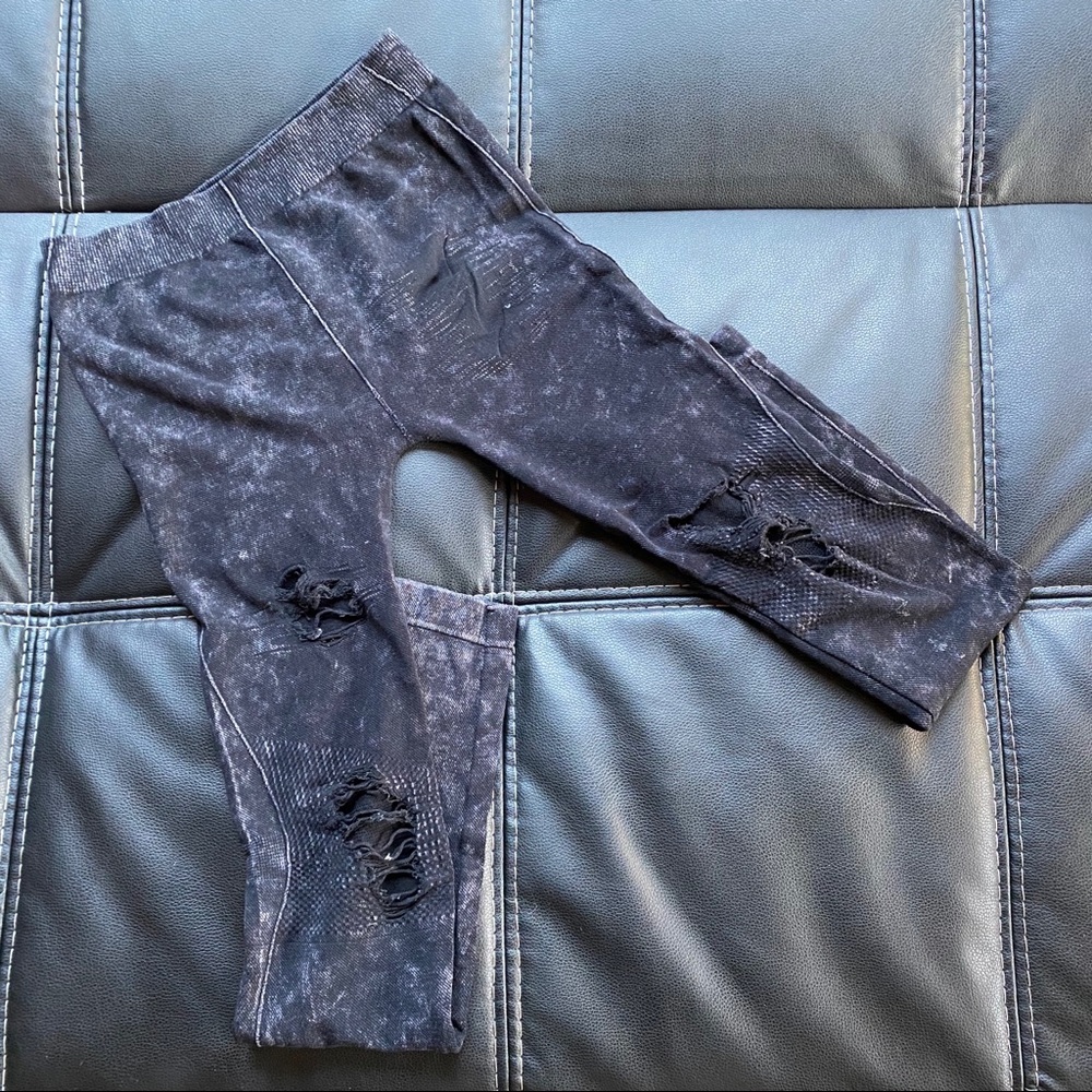 Leggings, Grey/Acid Wash Shredded/Distressed